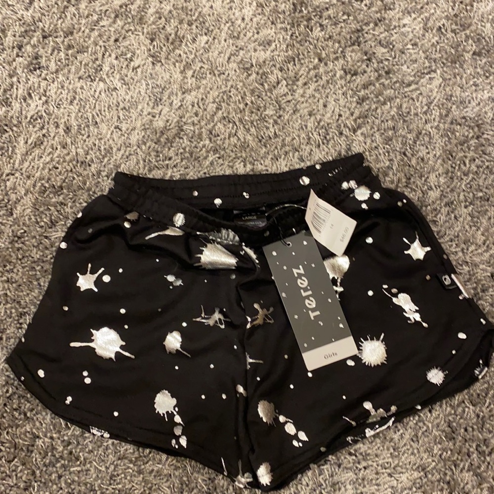 Terez black splatter pain shorts